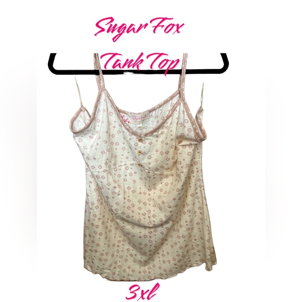 SugarFox lavender cream spaghetti strap polyester cotton blend tank NWT 3X